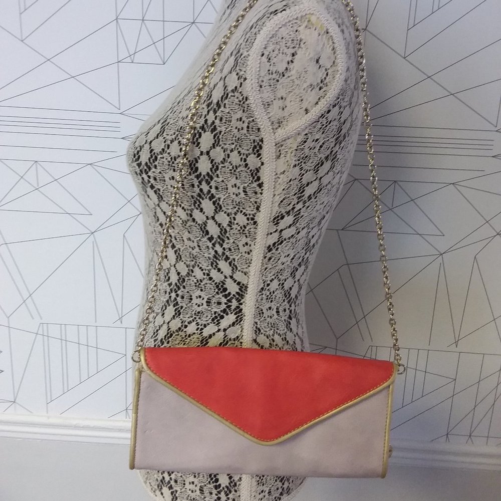 Big Budda Coral, Grey and Gold Handbag